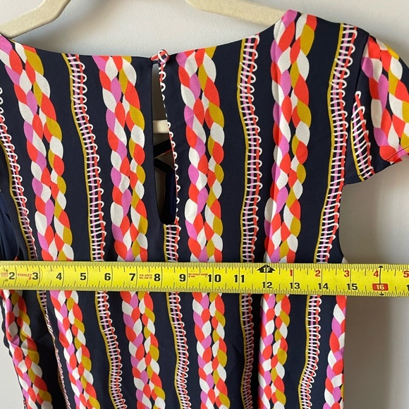 NWT, ModCloth, XS, navy blue and multicolor geometric rope pattern mini shift - Picture 4 of 9